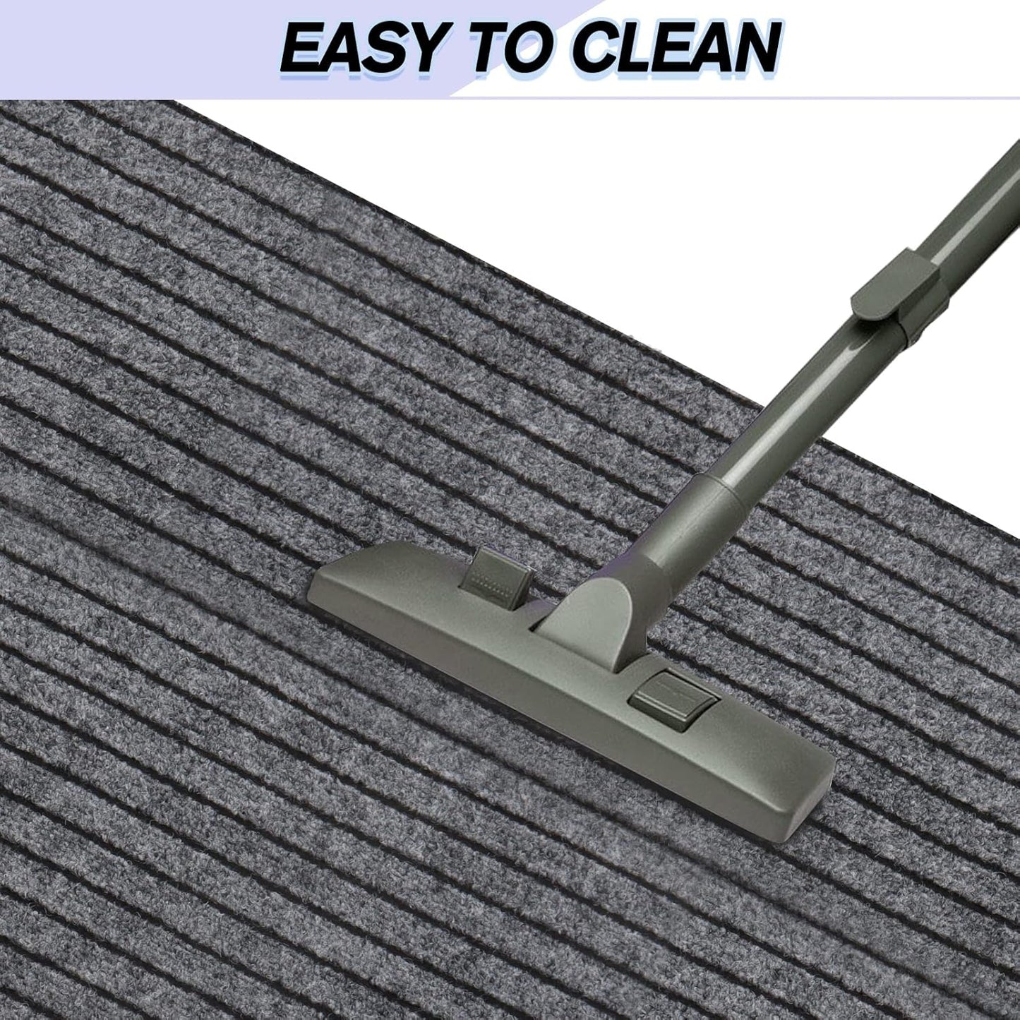Custom Size Backed Non-Slip Area Rugs Runner, Easy Clean, Waterproof Runner Rugs for Hallway Entryway, Kitchen, Laundry, 2FT x 9FT, Gray Stripe