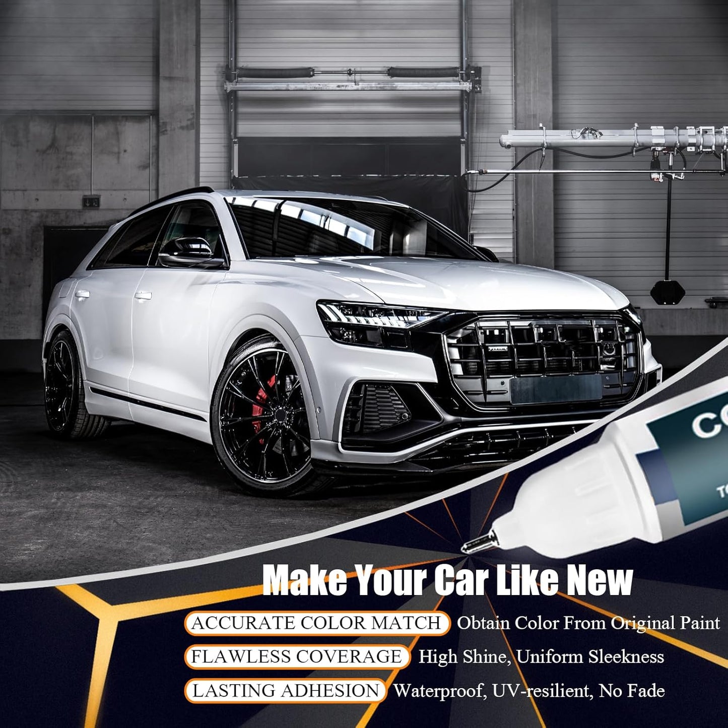 Ibis White(LY9C/T9) Touch Up Paint Compatible with Audi, Car Paint Pen Scratch Repair Two-In-One Touch Up Paint, Premium Car Scratch Remover for Deep Scratches
