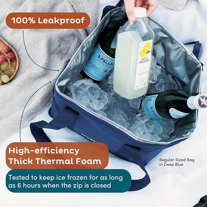 Nook Theory Reusable Insulated Grocery Bag - Leak Proof, X Large Cooler Bag - Insulated Shopping Bags for Groceries - Travel Cooler Bag for Frozen and Hot Food with Zippered Top (Sage)