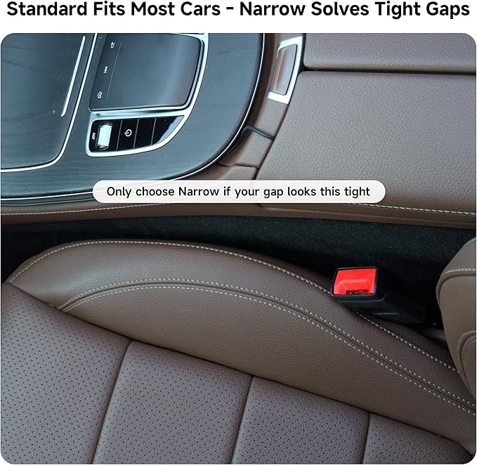 Givifive Car Seat Gap Filler Set of 2, 3IN1 Seat Side Gap Filler Plug with Storage Slot & Hook Function, Soft Foam Universal Fit Car SUV Truck Fill Gap Between Seats Console Organizer（Narrow Black）