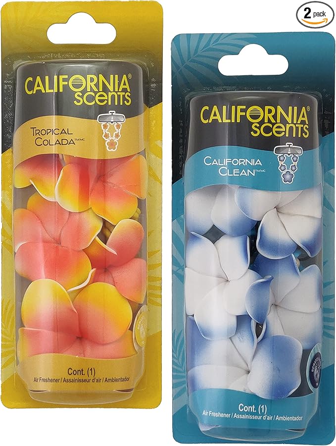 California Scents Scented Necklace, The Perfect Lei for Your Car - Hanging Flower Air Freshener (Combo 3, Tropical Colada + California Clean)