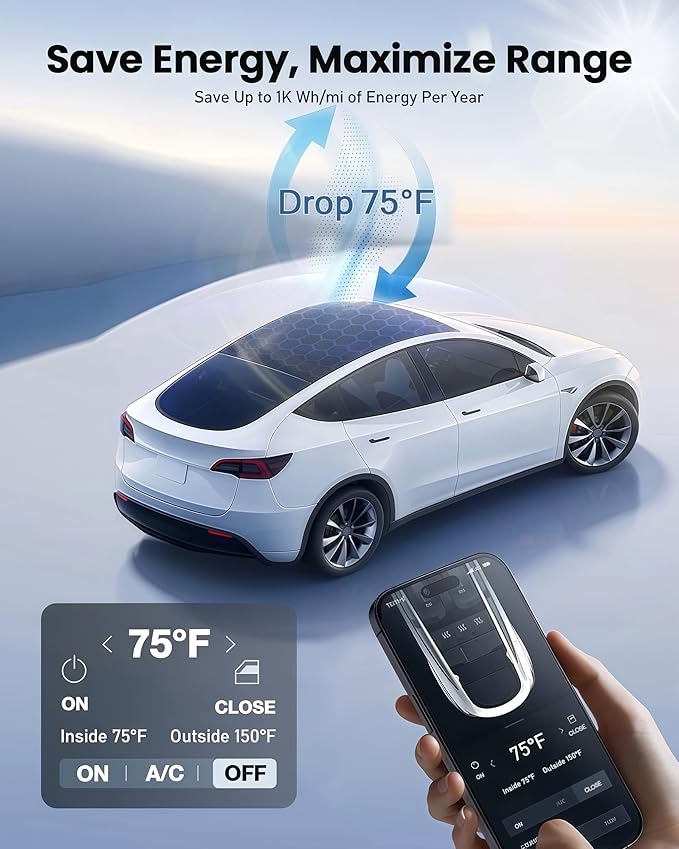 2026 Upgraded Tesla Model 3 Sunshade Roof, UPF200+ Roof Sunshade with Storage Bag, No-Sag & No-Gaps Heat Insulation Foldable Glass Roof Sun Shade, Tesla Model 3 Accessories MY20-23 Gray