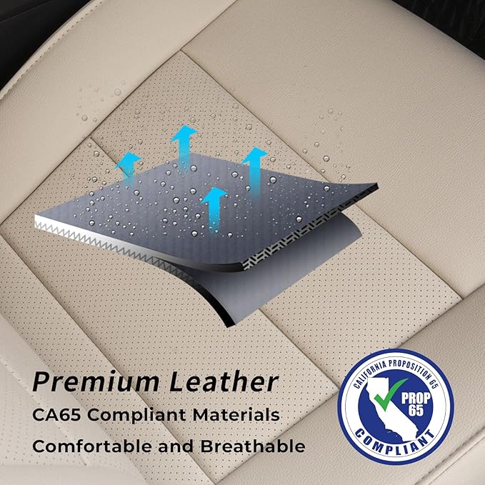coverdream Rav4 Seat Covers Custom Fit for 2019-2025 Toyota Rav4 Hybrid(LE,XLE,XLE Premium,Limited) SUV,Fully Covered,Luxury Waterproof Leather Car Seat Protector(Full Set,Beige)