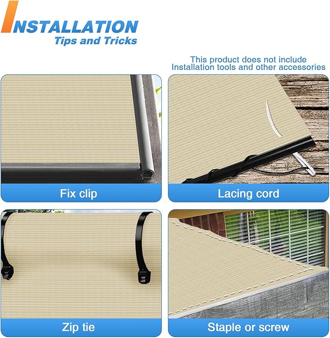 TANG Sun Shade Fabric Roll 8'x41' Shade Cloth for Garden Beige HDPE Mesh Shading Pergola Cover Replacement Canopy, 95% Blockage Sunshades for Outdoor Patio Backyard Plant