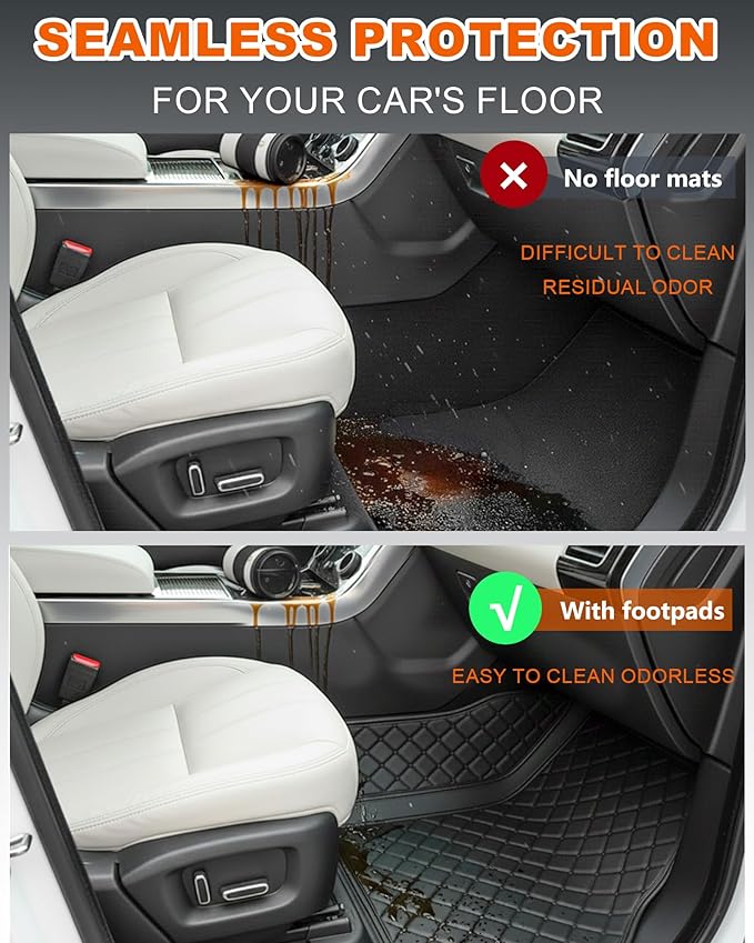 All-Weather car Floor MATS-Suitable for 99% of car Models,Leather car mat, offering Personalized Embroidery and Multiple Color Options,Provide Protection for car Rug (Black red)