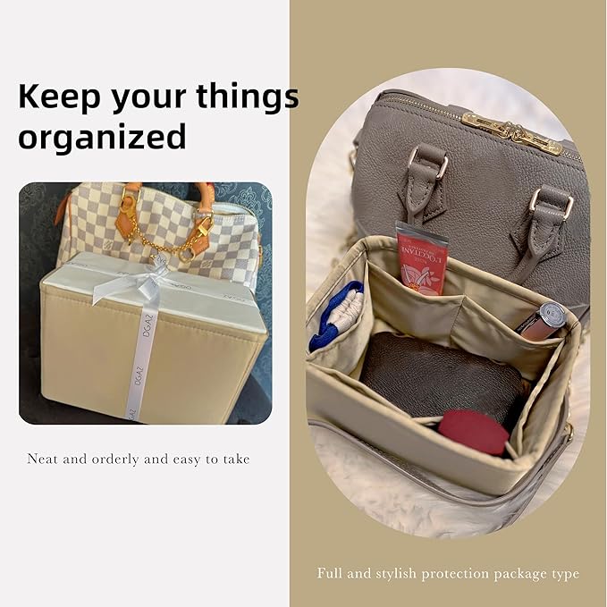 DGAZ Silk Purse Organizer Insert Fits LV Speedy 16/20/25/30/35/40/45 bags，Silky Smooth Bag Organizer，Luxury Handbag & Tote Shaper(S2 trench,SP40)