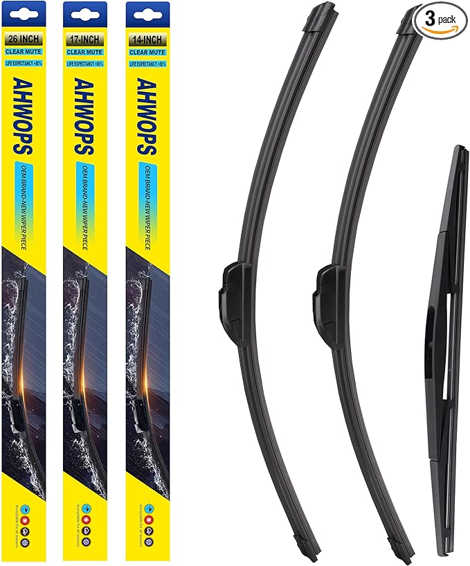 Front Wiper and Rear Wiper Blade Replacement for 2014-2018 Subaru Forester, 2015-2019 Outback, 2015-2019 Legacy OEM Wiper Blades, Genuine Replacement (26“/17”/14” 3-Pack)