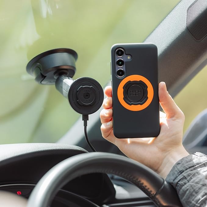 Quad Lock Heavy Duty Suction Car Phone Mount with MAG Phone Case and MAG Wireless Charging Head for iPhone 13 Pro