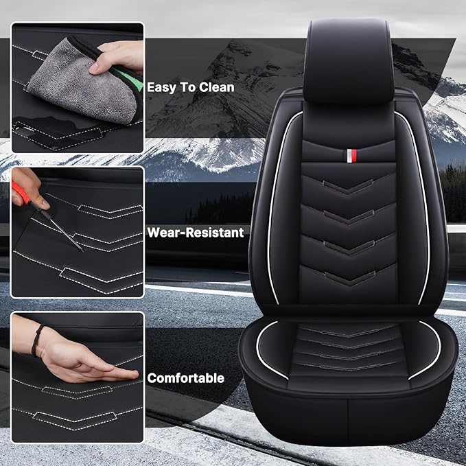 Car Seat Cover 7 Seats for Hyundai Palisade 2020-2025, Durable Wear Resistant Waterproof Sport Seat Cover, Breathable No Odor Premium Leather Vehicle Seat Covers.(Standard,Black White)