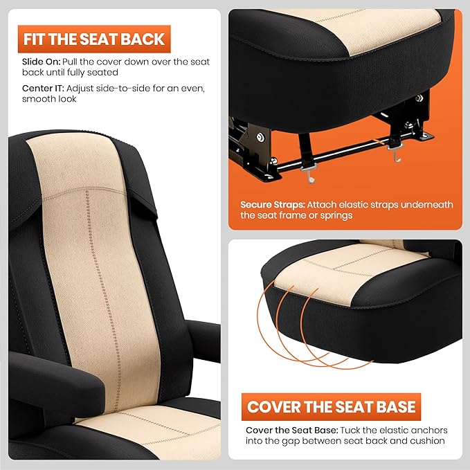 VALUN RV Seat Covers (1 Pack) – Captains Chair Seat Covers for RV Captain Chair & Motorhome Chairs, Universal Fit RV Chair Covers for Camper, Trailer, Van, Protects Against Dirt, Spills & Wear