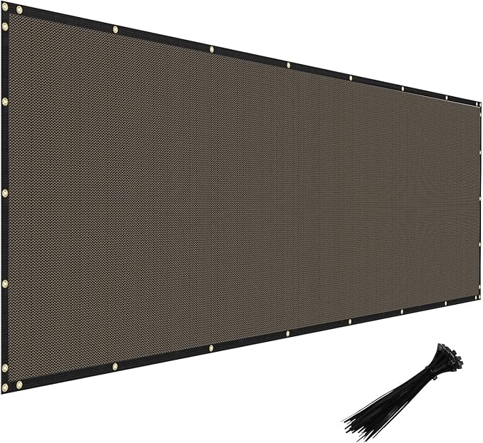 Windscreen4less Privacy Fence Screen Heavy Duty Windscreen Fencing Mesh Fabric Shade Net Cover with Brass Grommtes for Outdoor Wall Garden Yard Pool Deck, 8'x155' Brown