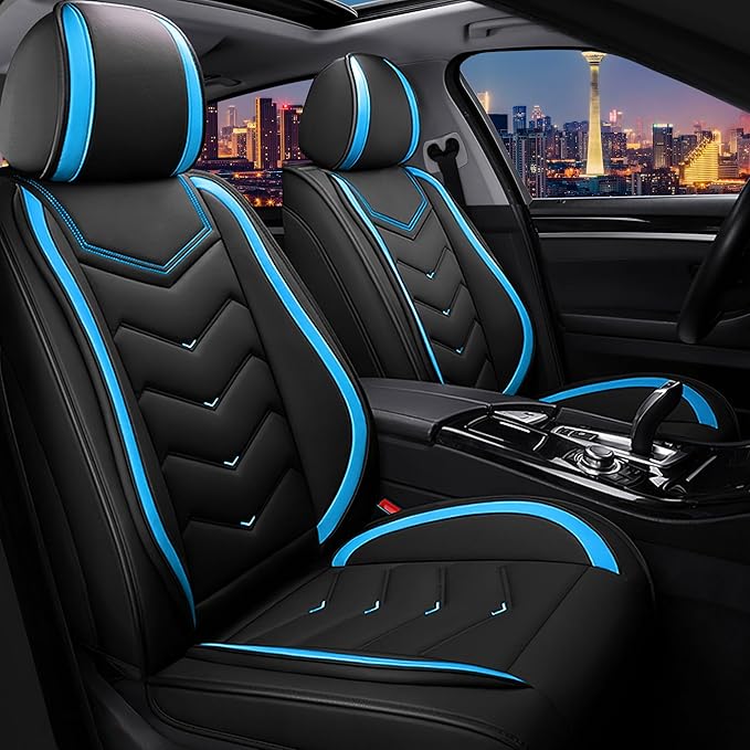 CTDS Car Seat Covers for Nissan Pathfinder 2000-2026, Stylish Sport Seat Cover, Premium Nappa Leather Car Seat Cover. Automobile Seat Covers Sets.(Standard 2 Seats/Black Blue)