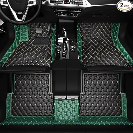 All-Weather car Floor MATS-Suitable for 99% of car Models,Leather car mat, offering Personalized Embroidery and Multiple Color Options,Provide Protection for car Rug (Green1)