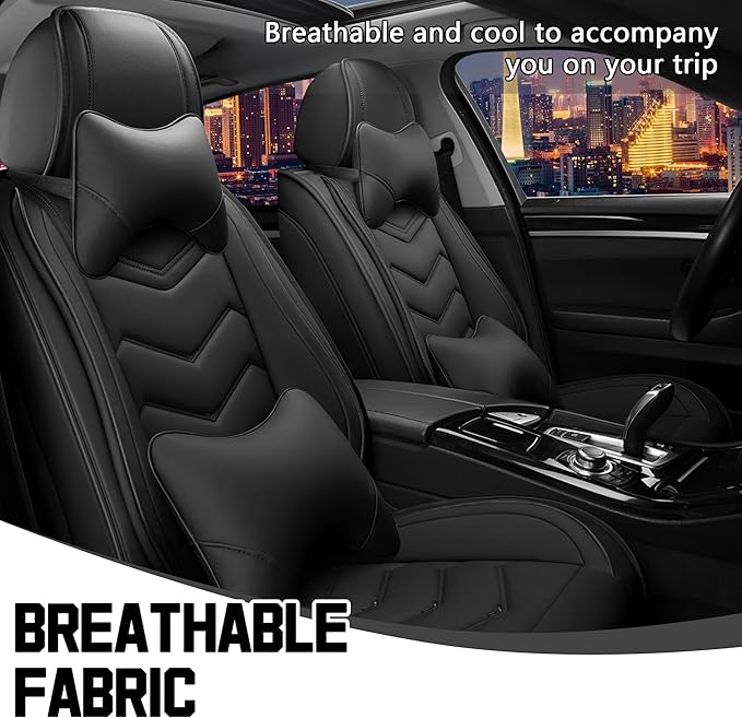 CTDS Car Seat Covers for Nissan Altima 2001-2026, Stylish Sport Seat Cover, Premium Nappa Leather Car Seat Cover. Automobile Seat Covers Sets.(Luxury 2 Seats/Pure Black)