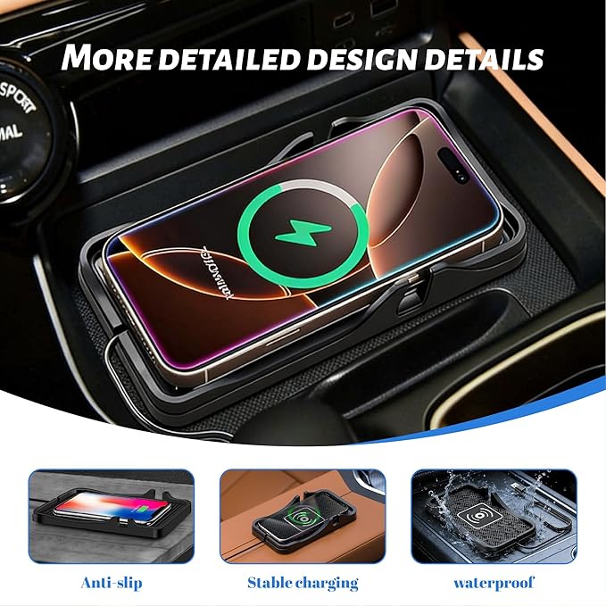 Non Slip Wireless Charger Mat for Mazda CX-5 2013-2025, Type-C/USB Car Wireless Charger Non-Slip Phone Charging Wireless Car Charger,B-typec