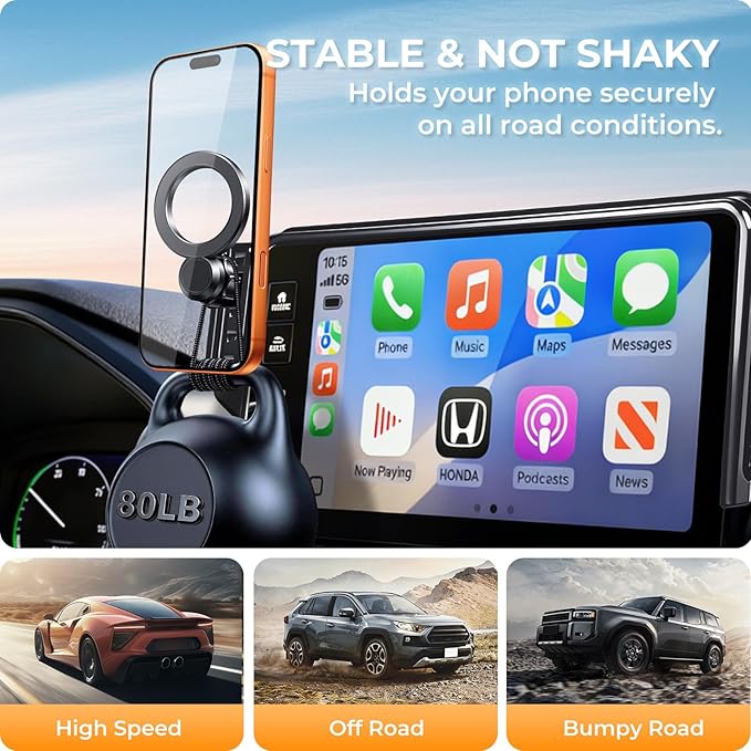 Car Phone Holder for Toyota Venza 2024 2023 2022 2021 (Only for 12.3-Inch Screen) 360° Rotation Magnetic Cell Phone Mount, Compatible with Magsafe, Does Not Affect Air Vent