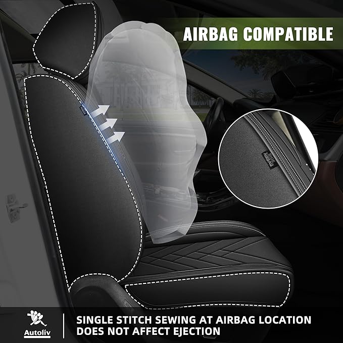 AOMSAZTO Car Seat Covers Full Set Fit for Nissan Juke 2011-2017 Waterproof Faux Leather Car Seat Cushions Automotive 5 Seat Covers Set（Black）
