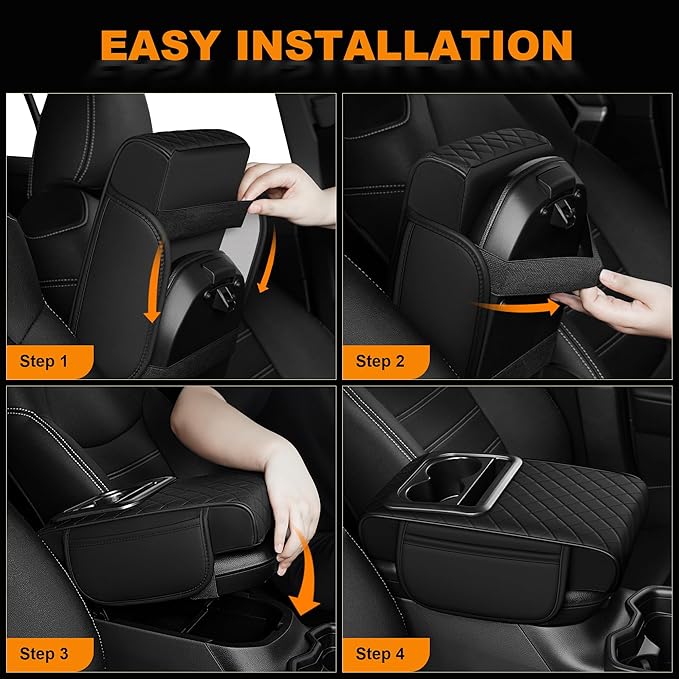 Armrest Cover for Car Fit for Jeep Gladiator - Center Console Cover with Cup Holders and 2 Storage Pockets(Black)