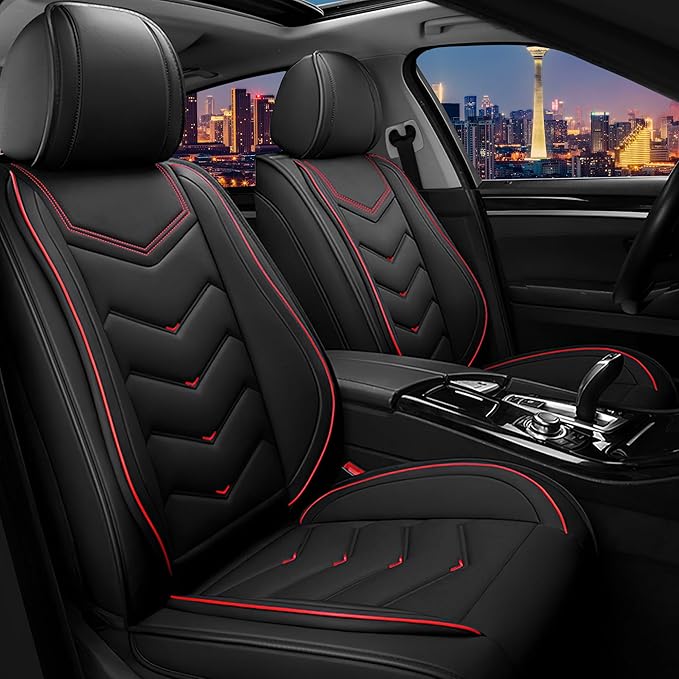 CTDS Car Seat Covers for Chevy Malibu 2000-2026, Stylish Sport Seat Cover, Premium Nappa Leather Car Seat Cover. Automobile Seat Covers Sets.(Standard 2 Seats/Black)