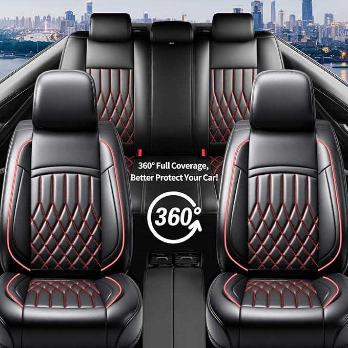 Fit for Venue Seat Covers Compatible with Hyundai Venue 2020-2026 - Waterproof Breathable Leather Automotive Seat Cushions Protector,Airbag Compatible,Full Set 5 Seats(Redline)