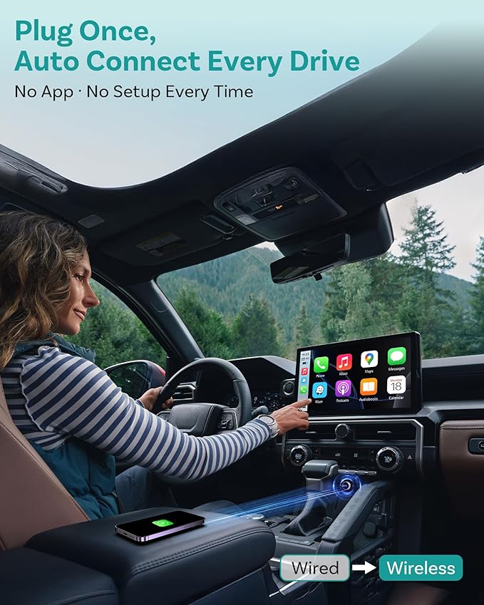 OTTOCAST Mini Tube 2026 Wireless CarPlay & Android Auto Adapter, Plug & Play for iPhone & Android, Seamless Auto-Connect, Stable Performance, Premium Aluminum Design