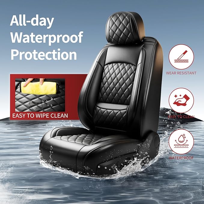 Fit for Venue Seat Covers Compatible with Hyundai Venue 2020-2026 - Waterproof Breathable Leather Automotive Seat Cushions Protector,Airbag Compatible,Full Set 5 Seats(Black)