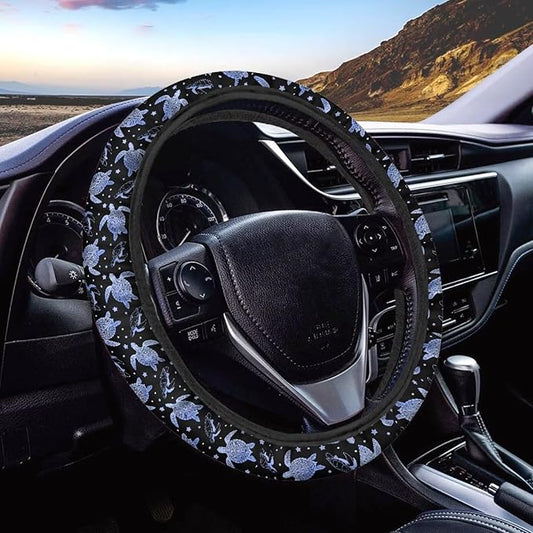AFPANQZ Turtle Star Print Car Steering Wheel Cover Stretch-on Comfortable Grip Automotive Steering Wheel Cushion Anti-Slip Universal 14-15 inch Machine Washable