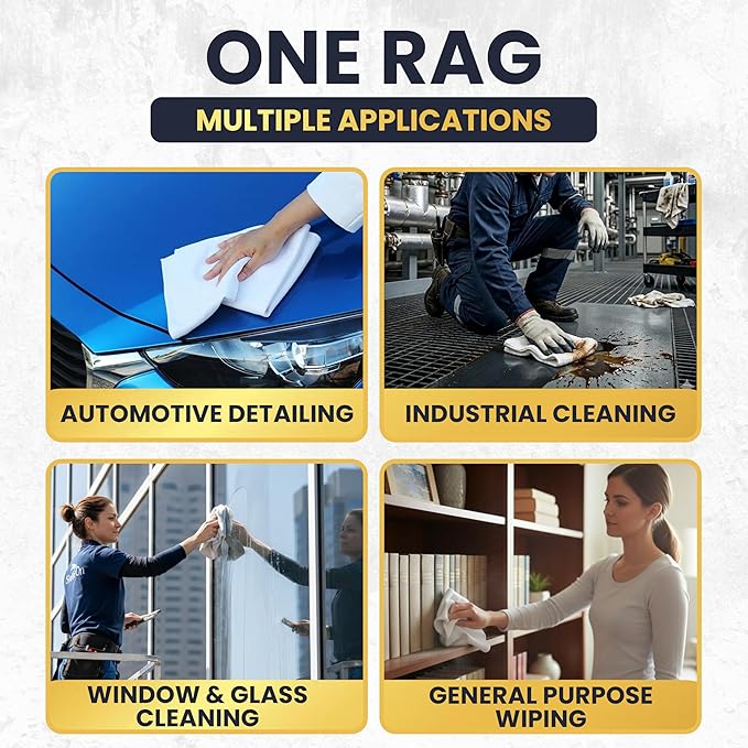Premium New White Cotton Knit T-Shirt Rags (600 lbs. Pallet 60x10 lbs. Box of Rags) - Lint-Free, Soft & Absorbent Bulk Cleaning Cloths for Auto, Paint, Garage, Staining & Polishing