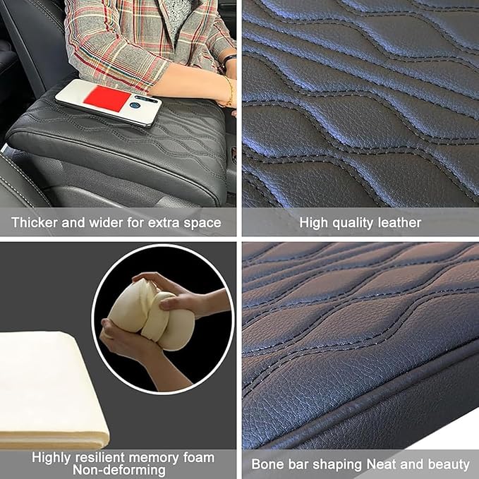Car Center Console Cover for Ford Edge Sport 2011-2014, Universal Memory Foam Leather Comfortable Soft Armrest Box Pad Cushion Protector Accessories Easy to Clean,Coffee