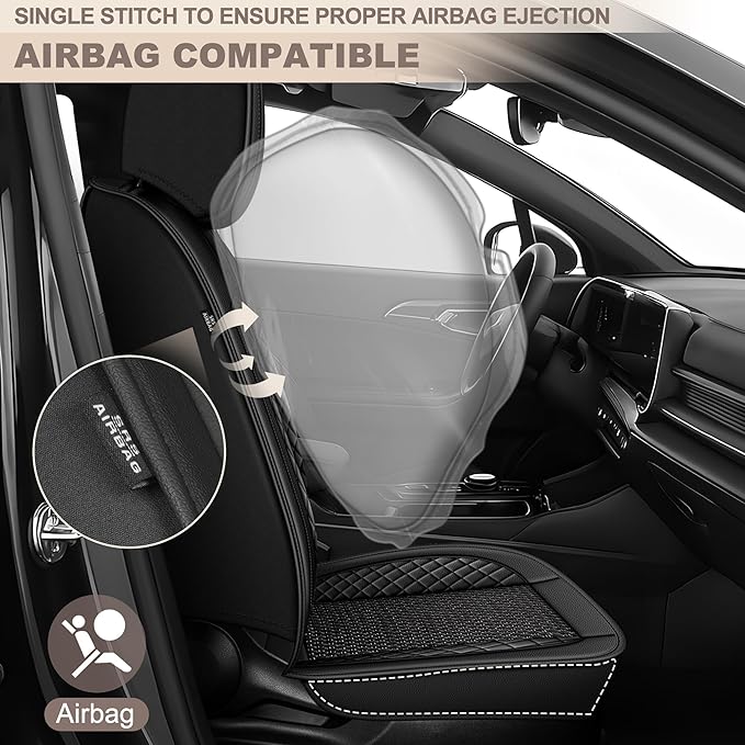 TTX LIGHTING for Toyota Venza 2009-2020 Car Seat Covers, Breathable Ice Silk & Leather Seat Protector, Cool & Anti-Sweat for Long Driving, Airbag Compatible, 5 Seats Full Set (Black)