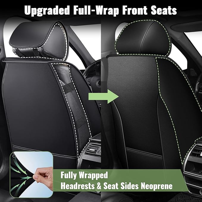 Car Seat Covers Front Seats for Honda Civic 2003-2015 & 2020-2026: Breathable Cooling Ice Silk Leather Seat Covers, 2 Seats Vehicle Seat Protector Auto Accessories (Black&Beige)