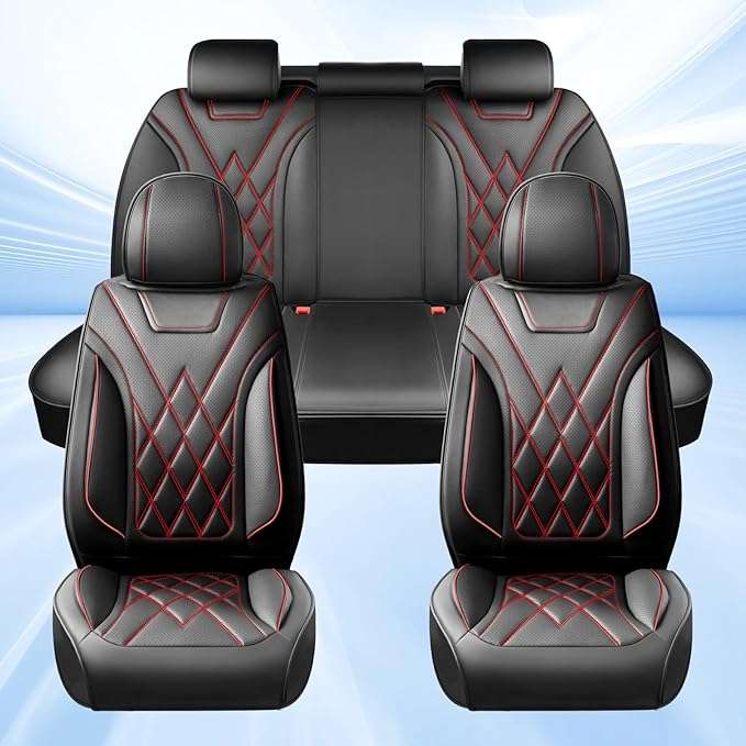 Fit RDX Car Seat Covers for Acura RDX 2010-2025 2026 - Premium Leather, Waterproof, All-Weather, Airbag Compatible, Anti-Slip, Breathable, Easy Install, Seat Protectors, Full Set, Redline