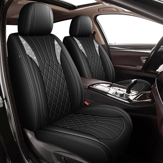 Car Seat Covers for Honda HR-V 2016-2026: Breathable Perforated Leather Seat Cover (Full Set, Black)