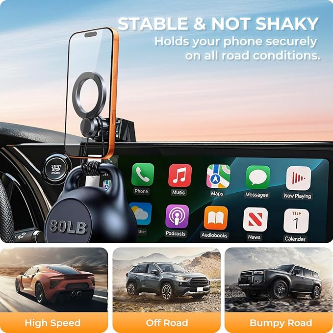 Car Phone Holder for BMW X5 2019-2023 & X6 2020-2023 & X7 2019-2022 (Only for 12.3-Inch Screen) 360° Rotation Magnetic Cell Phone Mount, Compatible with Magsafe, Does Not Affect Air Vent