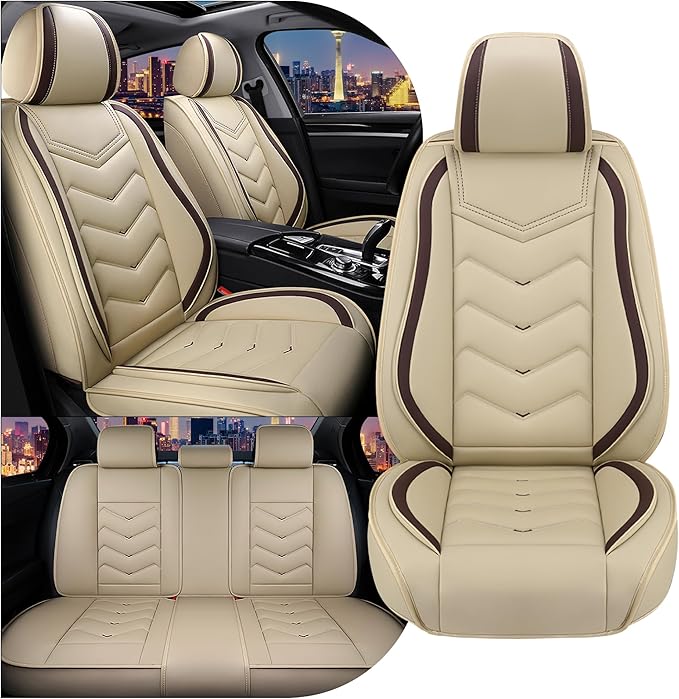 CTDS Car Seat Covers for Honda HR-V 2016-2026, Stylish Sport Seat Cover, Premium Nappa Leather Car Seat Cover. Automobile Seat Covers Sets.(Standard 5 Seats/Beige)