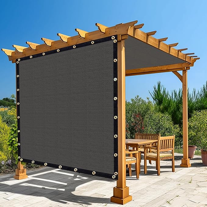 Amagenix 90% Pergola Shade Cover 17'X 19' Dark Gray Sun Shade Cloth with Grommets for Outdoor Garden Patio Porch-Commercial Grade 200 GSM-Cable Zip Ties Included (We Customized)