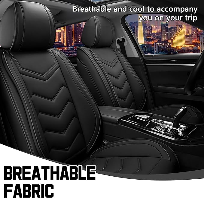 CTDS Car Seat Covers for Honda HR-V 2016-2026, Stylish Sport Seat Cover, Premium Nappa Leather Car Seat Cover. Automobile Seat Covers Sets.(Standard 2 Seats/Pure Black)