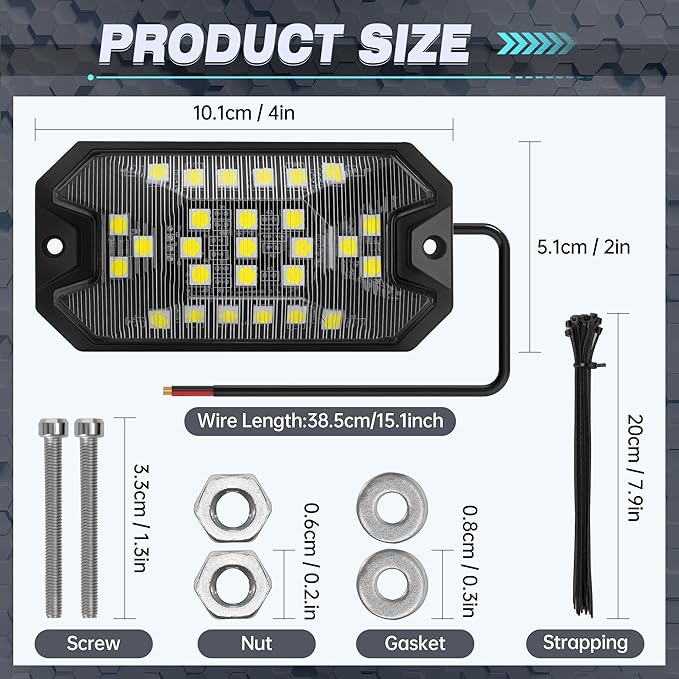 8 Pods Pure White Rock Lights, 6000K Pure White 27 LEDs Super Bright LED Underglow Neon Light, 10m Extension Wire, IP68 Waterproof for Trucks Pickup SUV UTV ATV RZR Car Boats