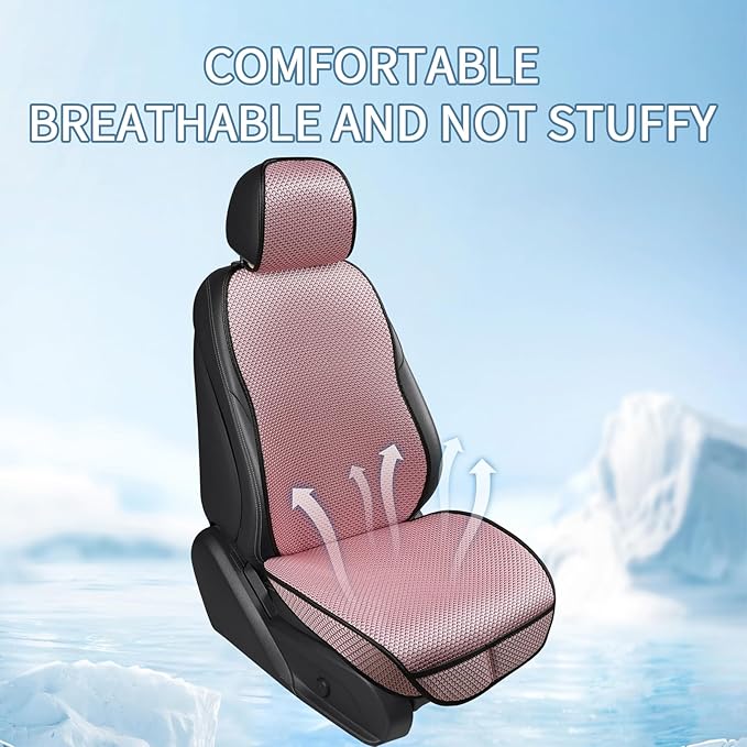Auto Newer Car Seat Cover,Breathable Front Car Seat Cushion,Comfortable Car Seat Protector,Anti-Slip and Full Wrap Driver Car Seat Protector with Storage Pocket,Universal All Seasons(Pink,1PCS)