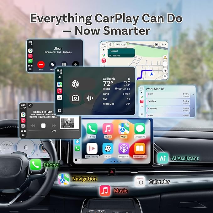 OTTOCAST Mini Slim, 2026 Upgrade 2in1 Wireless CarPlay & Android Auto Adapter, Plug & Play, WLAN Dual-Band 2.4G+5G, Auto Reconnect, Compatible with After 2016 Cars with Wired CarPlay/Android Auto