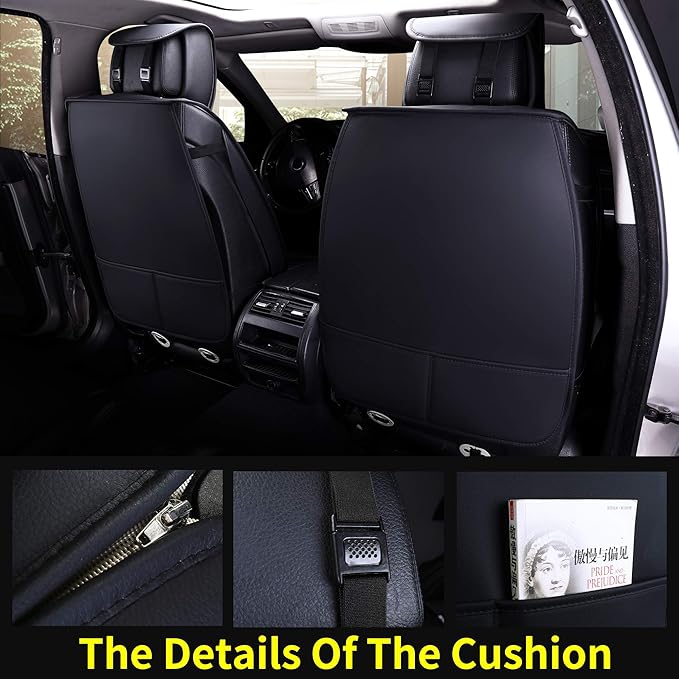Aierxuan Car Seat Covers Full Set Universal Fit for Honda Civic Accord, Toyota Camry Prius Rav4 Corolla, Kia, Lexus, Nissan, Mazda, Jeep Cherokee and Most Cars, with Waterproof Leather (Black and Red)