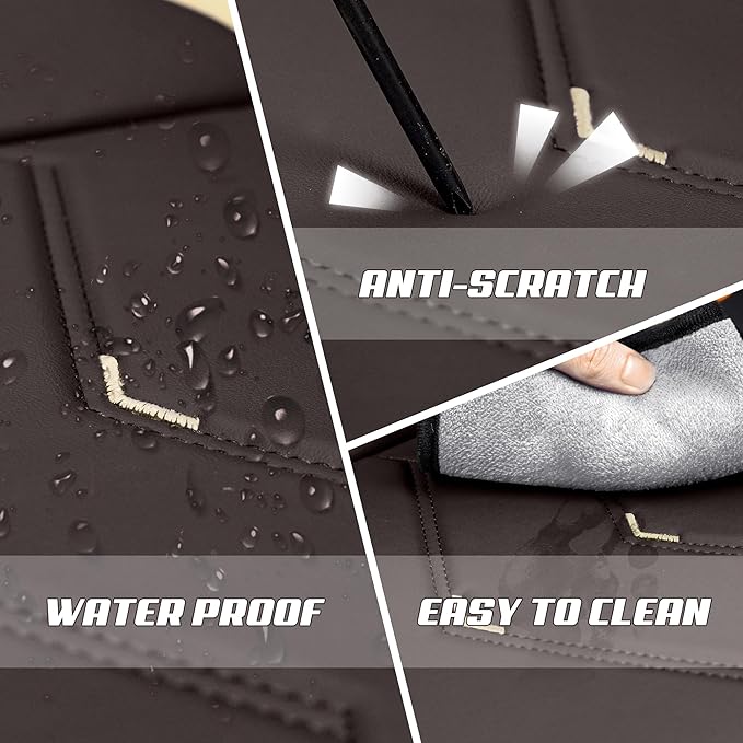 Car Seat Covers Fit for Toyota rav4 2000-2026, Stylish Sport Seat Covers, Waterproof Wear-Resistant Premium Nappa Leather Car Seat Cover.(2 Pcs Front with Pillow/Coffee Color)