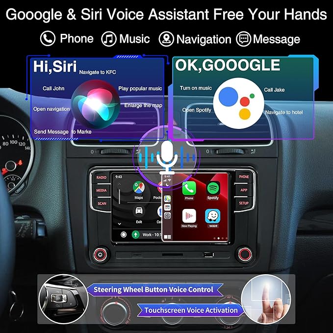 SCUMAXCON Car Stereo Radio RCD360 PRO3S RCD330 Carplay Wireless Android Auto Bluetooth USB AM/FM RVC SD for VW Golf MK5 MK6 Passat Polo Jetta EOS CC (Backup Camera Actived)