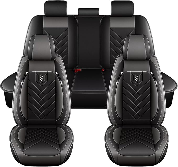 AOMSAZTO Car Seat Covers Fit for Honda CR-V CRV 2015-2025 2026 Full Set Premium Seat Covers Waterproof Leather Automotive Seat Cushion Protector Compatible with Airbag(5 Seats,Grey)