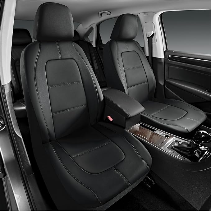 Road Comforts Car Seat Cover, Front Leather Car Seat Covers, Automotive Low Back Sport Car Seat Covers, Airbag Compatible, Universal Fit for Most Cars, SUVs, Trucks and Vans