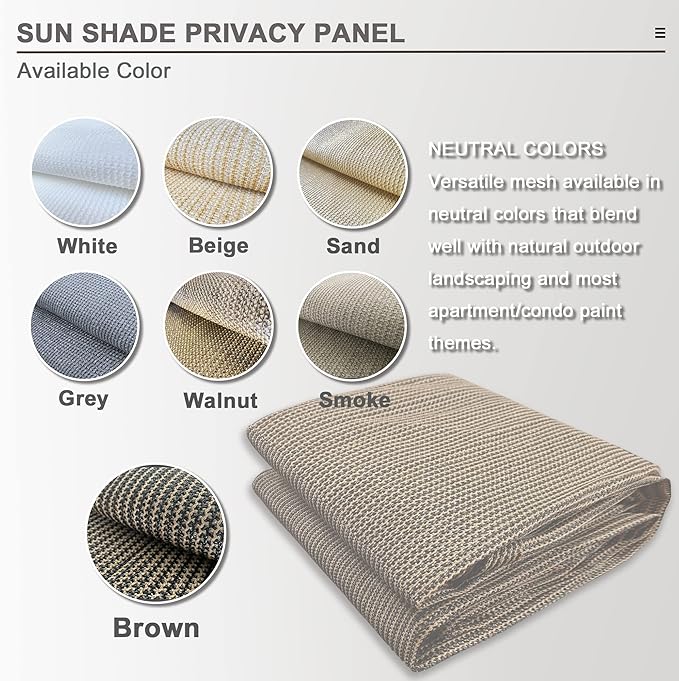 Alion Home Sun Shade Privacy Panel with Grommets and Hems on 4 Sides for Patio, Awning, Window, Pergola or Gazebo - Mocha Brown (8' x 16')