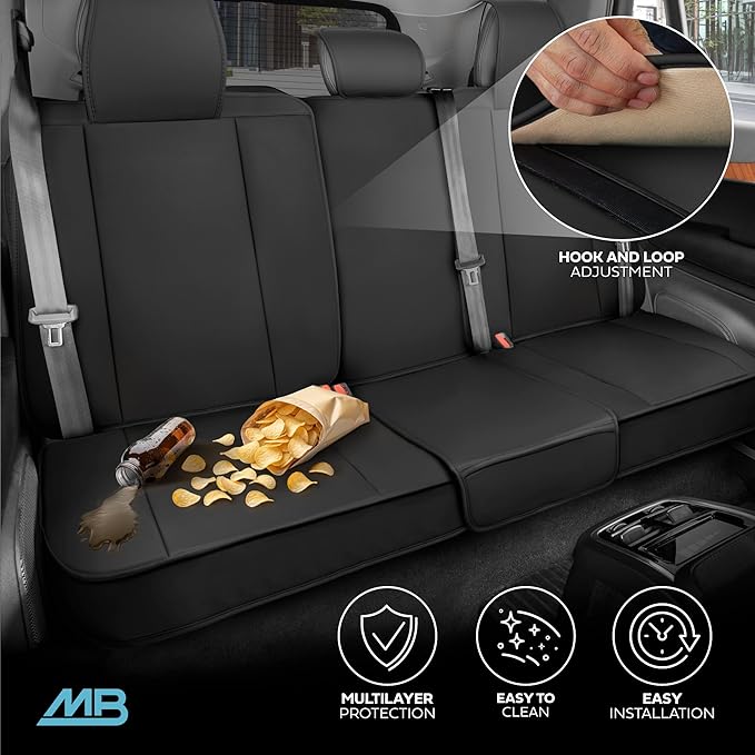 Cat® Edge Deluxe Faux Leather Car Seat Covers – Full Set (2 Front + 1 Rear Bench) – Semi-Custom Universal Fit, Two-Tone Black – Rugged Automotive Interior Covers for Cars, Trucks & SUVs