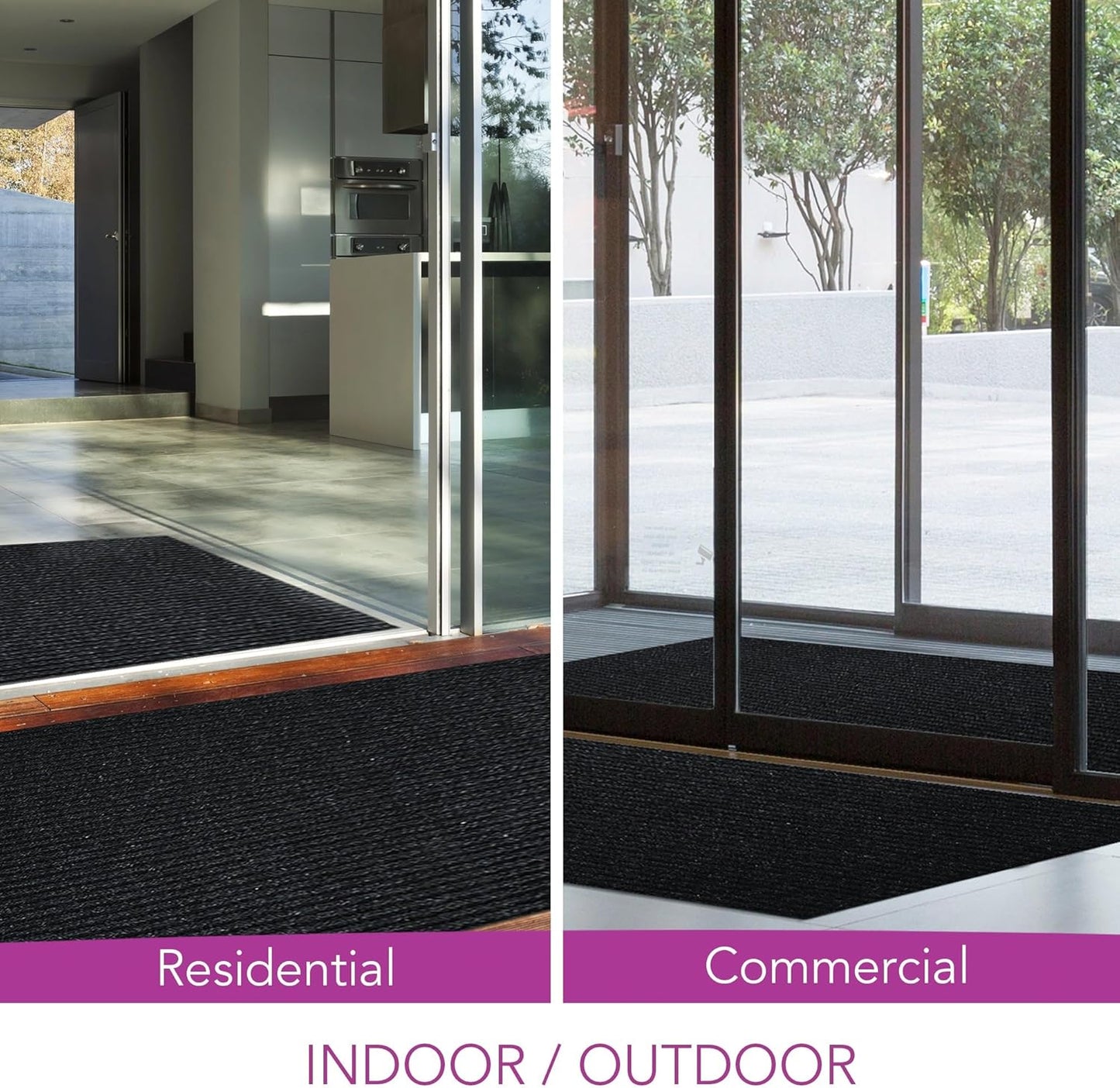 iCustomRug Spartan Weather Warrior Duty Indoor/Outdoor Utility Ribbed in 3ft,4ft,6ft Widths 70 Custom Sizes with Natural Non-Slip Rubber Backing 4'X7' in Black