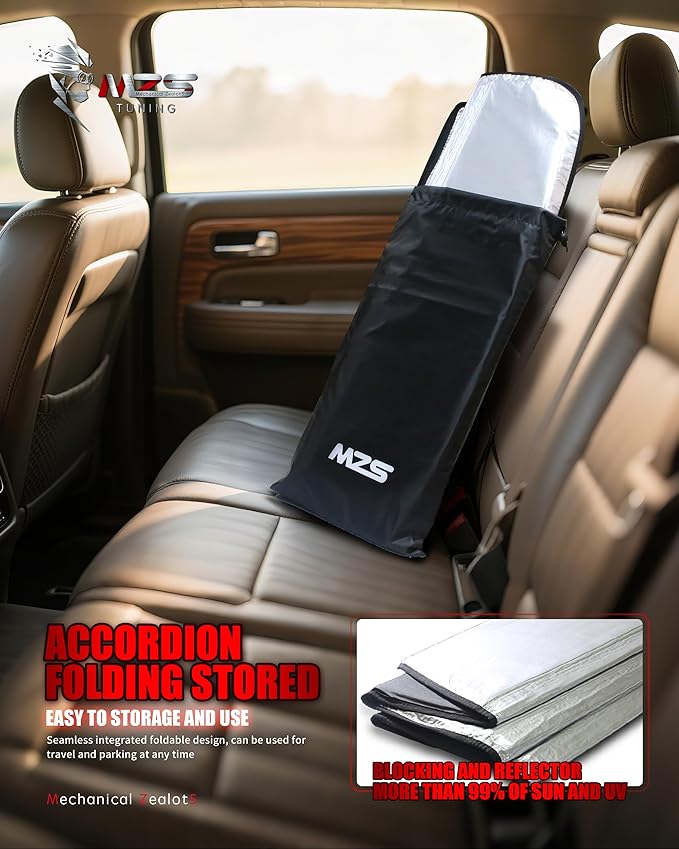 MZS Windshield Sun Shade Compatible with Forte 2019-2024, Foldable Car Front Window Sunshade with Storage Pouch, Sedan Sun Visor Shield Accessories for Interior Protector