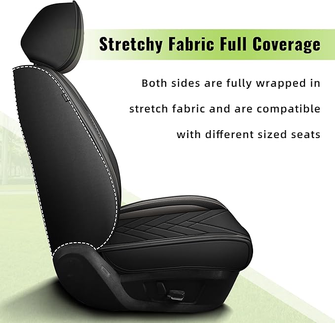 AOMSAZTO Car Seat Cover for Chevrolet Chevy Camaro 2000-2025 Front Set, Leather Car Seat Protector Waterproof, Non Slip Car Seat Cushion, Interior Seat Covers Automotive Accessories - Black&Grey